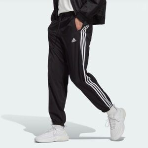 Adidas Black 3 Stripe Track Pant Size 2XL Drawstring Waist Jogger Pockets Tricot